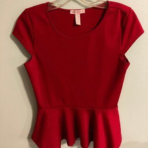 Ambiance Apparel Red Ruffle Hem Top Women's Medium
